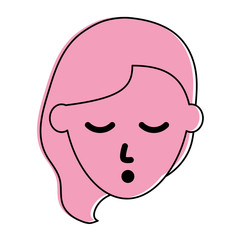 woman sleeping face sleep related icon image vector illustration design  pink color