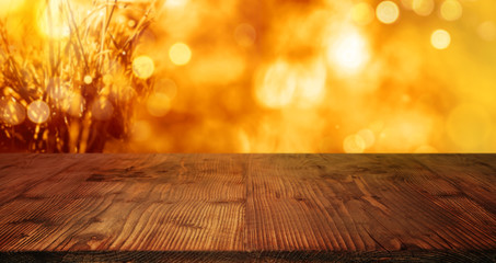 Autumn background for thanksgiving with table