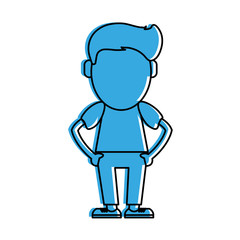 man with hands on hips avatar icon image vector illustration design  blue color
