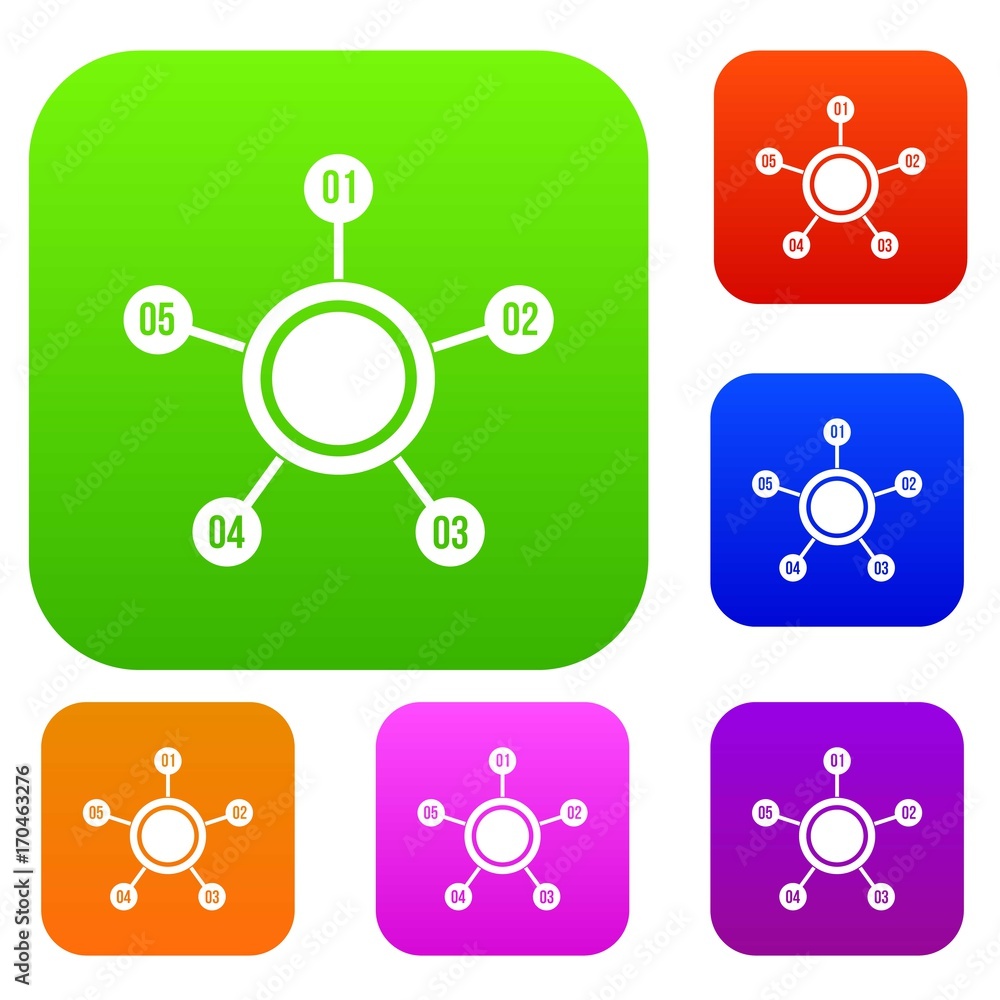 Poster circle chart with numbers set collection