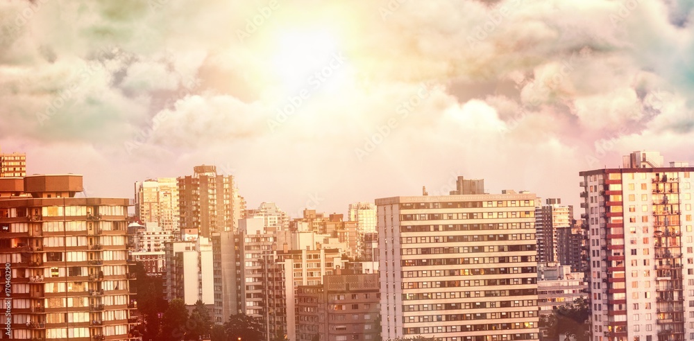 Poster composite image of view of overcast against sky