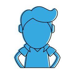Obraz premium man with hands on hips avatar icon image vector illustration design blue color