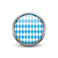 Bavarian Octoberfest flag , button with metal frame and shadow