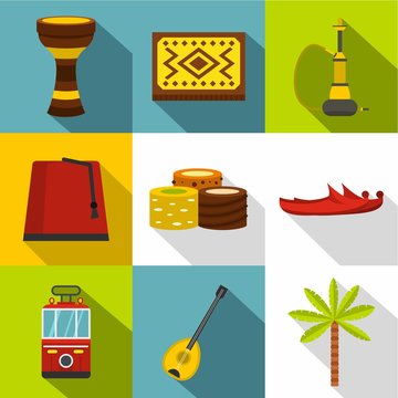 Turkey icon set, flat style