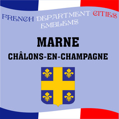 Flags and emblems of French department cities. Cities of Department Marne