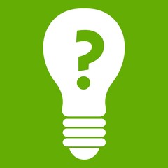 Light bulb with question mark inside icon green