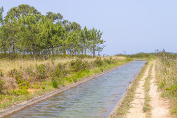 Fototapeta na wymiar Farm Irrigation channel in Odeceixe