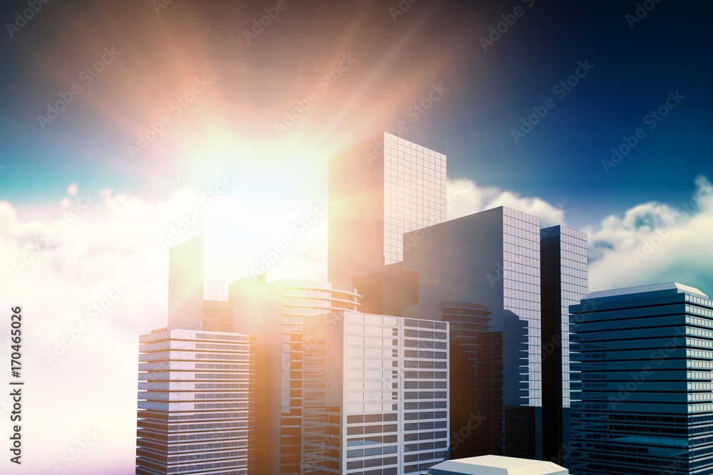 Poster composite image of composite image of a digital city
