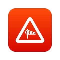 Sign warning about cross wind from the left icon digital red