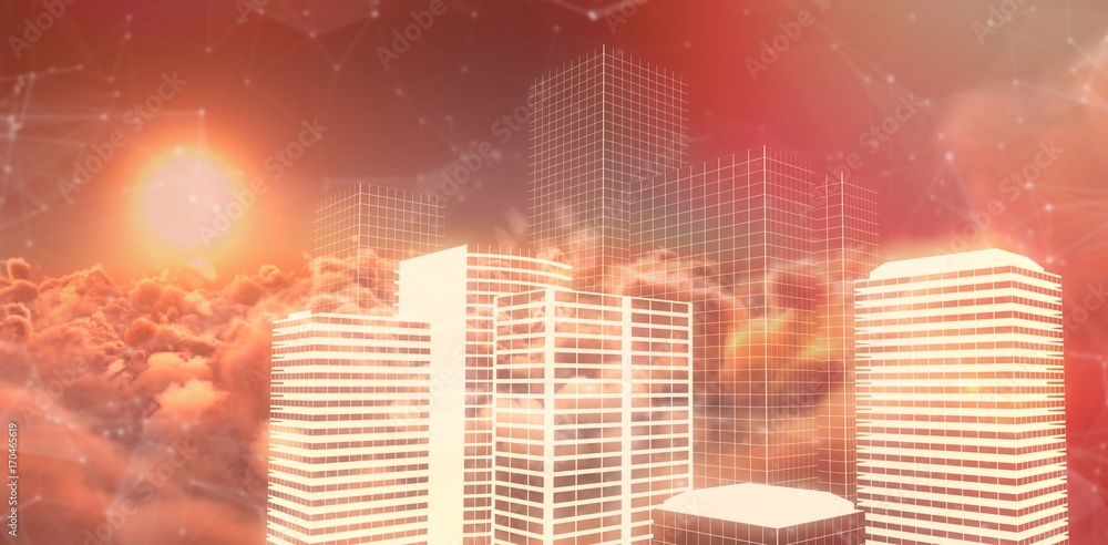 Poster composite image of digital composite image of buildings