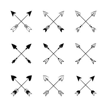 Decorative bow arrows over white background vector illustration graphic design