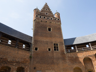 Fototapeta na wymiar A view of the inner courtyard of a castle.