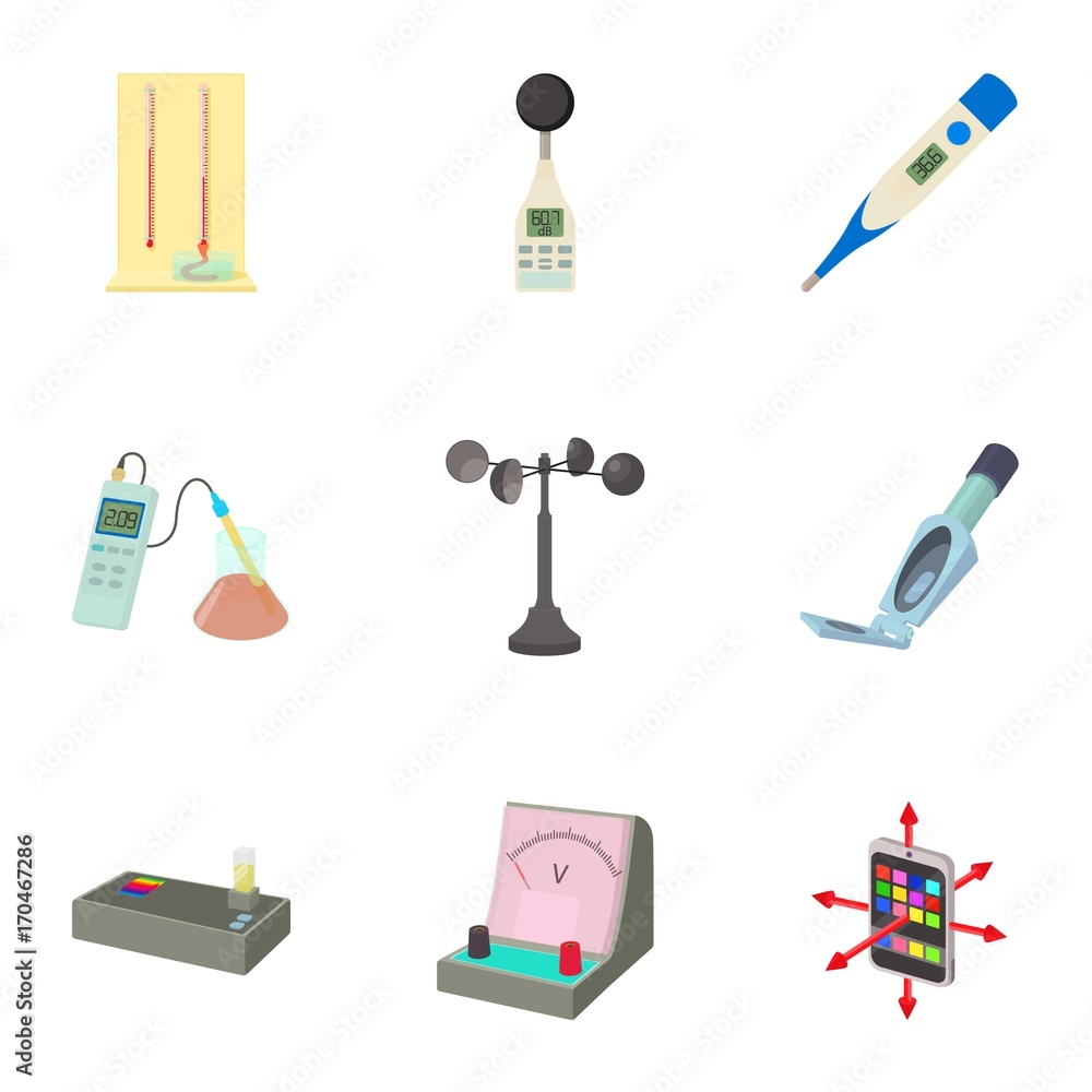 Poster electronic measuring device icons set