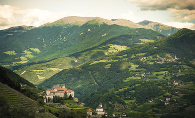 Fototapeta na wymiar mountain landscape over the Monastero di Sabiona (Säben abbey) - Bressanone - Alto Adige Italy