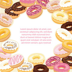 Donuts on a white background and place for text.
