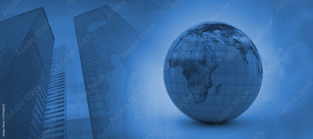 Poster composite image of 3d vector image of blue globe