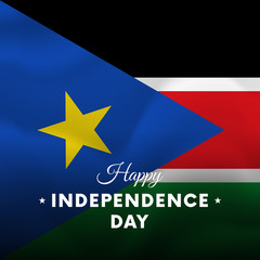 Banner or poster of South Sudan independence day celebration. Waving flag. Vector illustration.