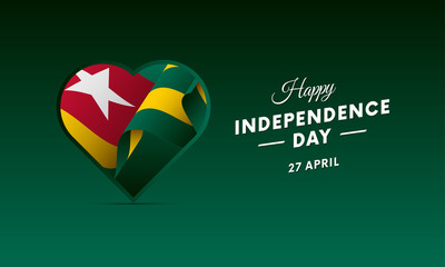 Banner or poster of Togo independence day celebration. Waving flag. Vector illustration.