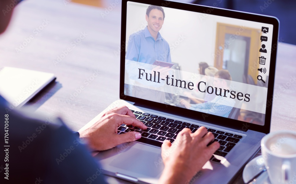 Poster composite image of composite image of online courses
