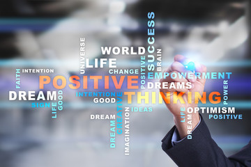 Fototapeta na wymiar Positive thinking Life change. Business concept. Words cloud.