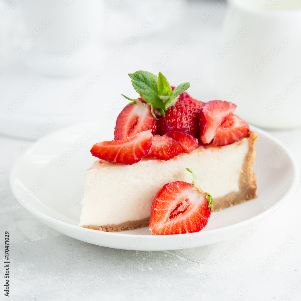 Sticker slice of strawberry cheesecake