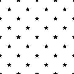 Star shape black and white seamless vector pattern. Simple geometric repeating background decor.