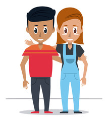 Obraz premium young couple of friends icon vector illustration graphic design
