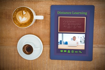 Composite image of digital image of e-learning interface