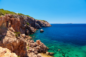 Fototapeta na wymiar Picturesque beach of Punta Galera. Ibiza