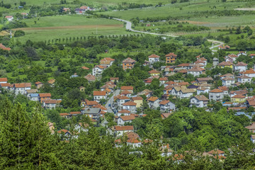 View from Osogovo mountain to the village of Slokoshtitsa, Bulgaria