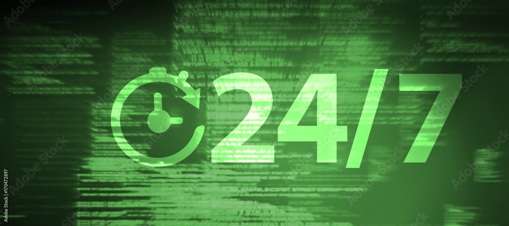 Poster composite image of digitally generated image of numbers