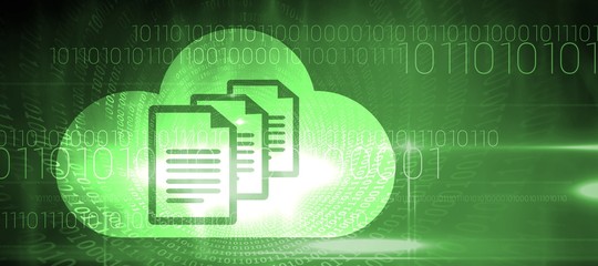 Composite image of documents inside cloud