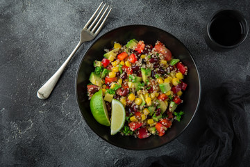  Avocado, quinoa, bean, corn and bell pepper salad