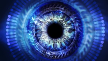 Eye, cornea checking for access Technology background/Retina security scanning. Eye, cornea checking for access to restricted area. Dark blue Light Abstract Technology background - Powered by Adobe