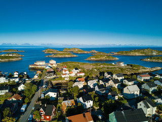 Obraz premium Henningsvaer village. Aerial view. Norway.