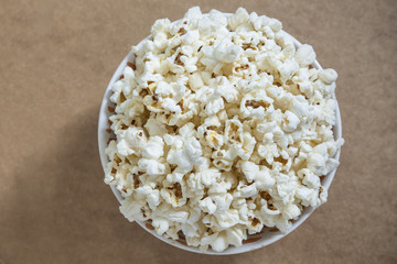Overhead shot of freshly made popcorn