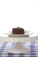 Homemade chocolate brownies served on a plate