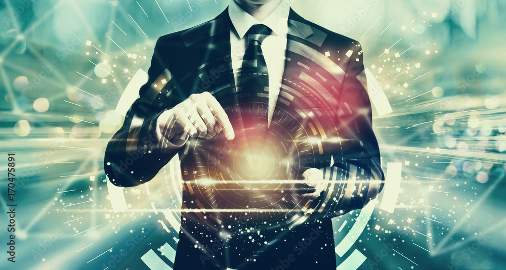 Aufkleber digital target with man holding a tablet computer