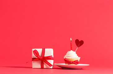 Valentine's day theme with cupcake and heart ornament