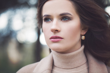 Beautiful Woman Fashion Model Outdoors, Portrait