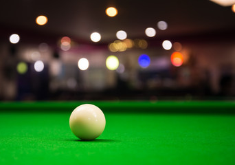 White snooker ball on snooker table