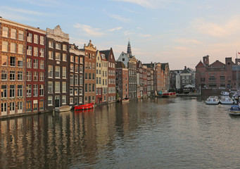 Fototapeta na wymiar houses with Dutch-style architecture on the Canal of the City of