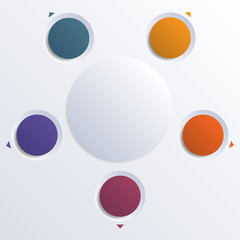 Color circles infographic five positions