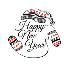 Happy new year greeting card. Vector illustration.