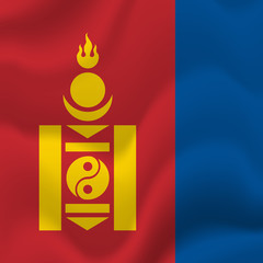 Mongolia waving flag. Vector illustration.