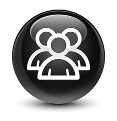 Group icon glassy black round button