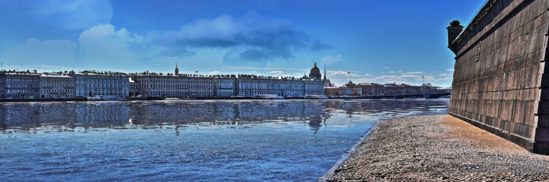 Dvortsovaya Embankment panorama in St. Petersburg