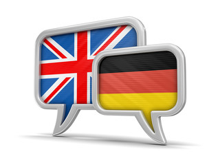 Speech bubbles with flags. Image with clipping path