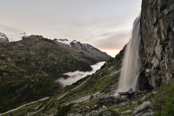 waterfall in the swiss alps 