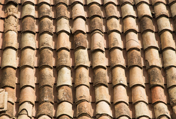 Old tile roof background.